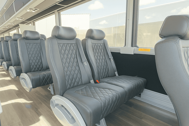 interior of Hoboken Shuttle Bus Company charter bus